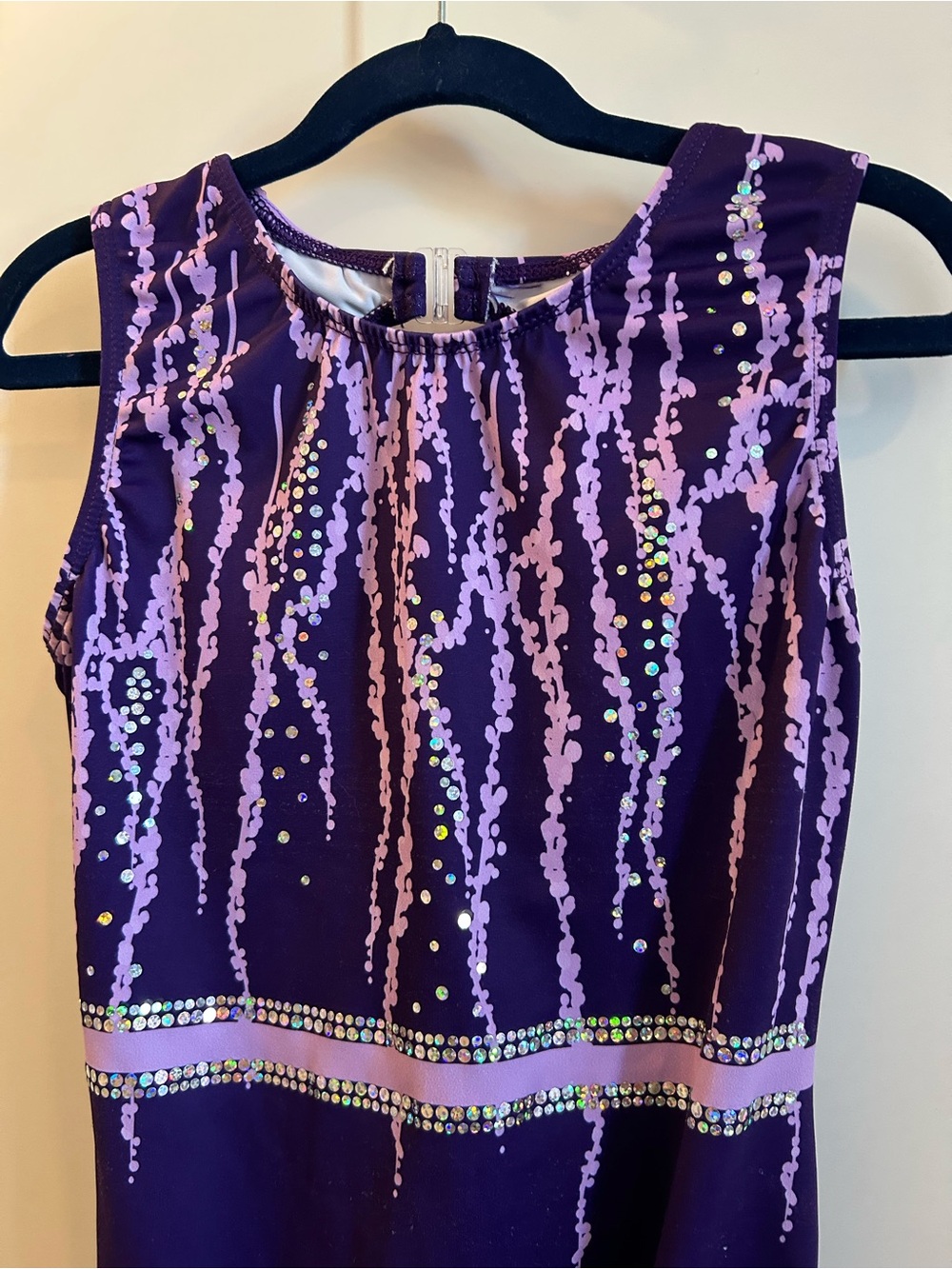GK Purple Leotard with Pink Pattern and Sequin Accents - Size AM - Picture 3 of 8